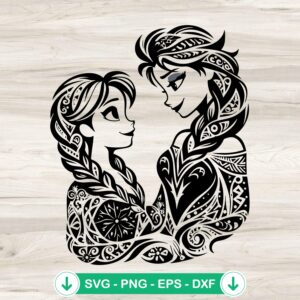 Anna And Elsa svg file for cutting machines, cricut svg, cut file