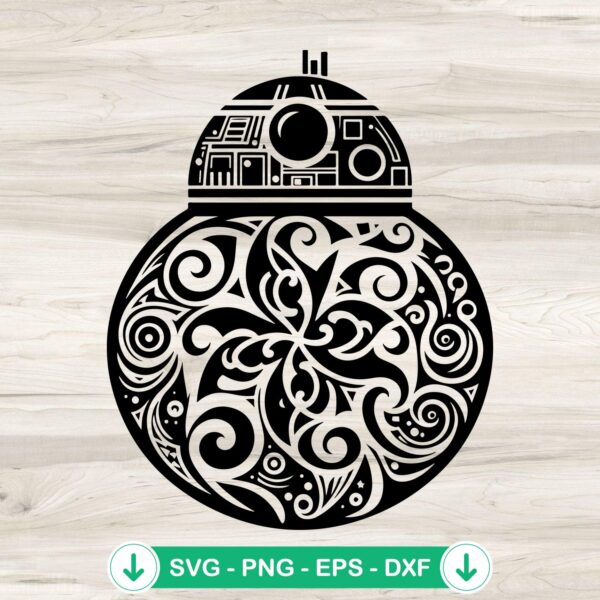 BB8 Robot Mandala svg file for Cricut cutting machine