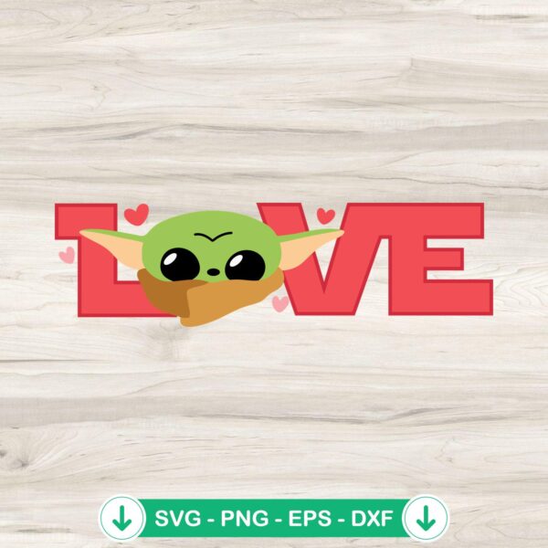 Baby Yoda Love Valentines SVG file for Cricut cutting machine