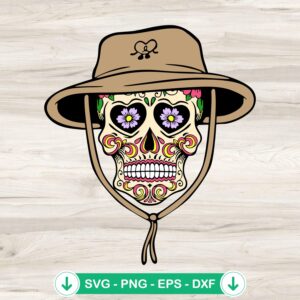 Bad Bunny Bucket Hat Sugar Skull SVG file for cricut