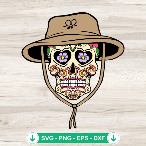 Bad Bunny Bucket Hat Sugar Skull SVG file for cricut