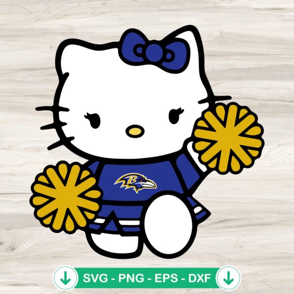 Baltimore Ravens Hello Kitty Cheerleader SVG file for cricut