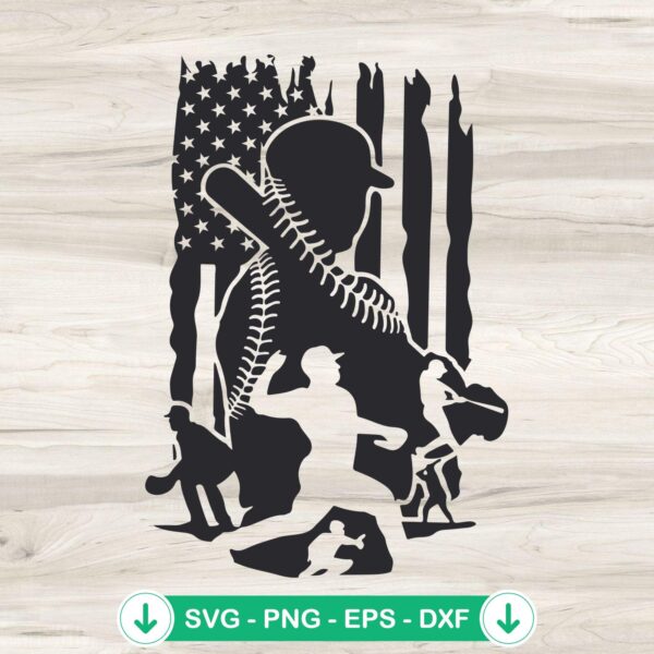 Baseball American Flag SVG file for cricut cutting machine