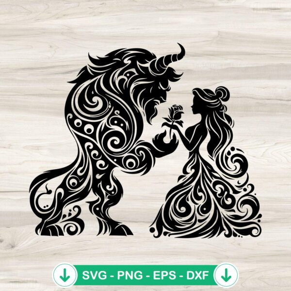 Beauty And The Beast SVG file, Mandala Disney Cricut cut file