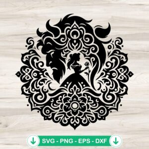 Beauty and The Beast Mandala svg file for cricut cutting file