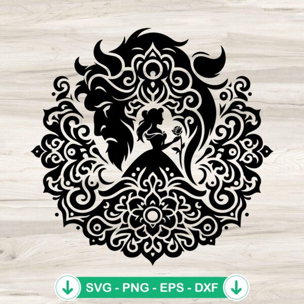 Beauty and The Beast Mandala svg file for cricut cutting file