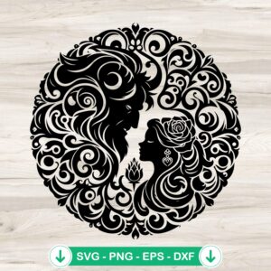 Beauty and The Beast Mandala SVG file for Cricut cutting machine
