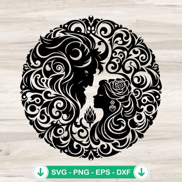 Beauty and The Beast Mandala SVG file for Cricut cutting machine