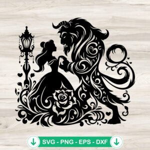 Beauty and The Beast SVG file, Mandala cutting file for Cricut