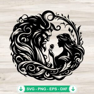 Beauty and The Beast SVG file, Disney Princess Belle Mandala cutting file
