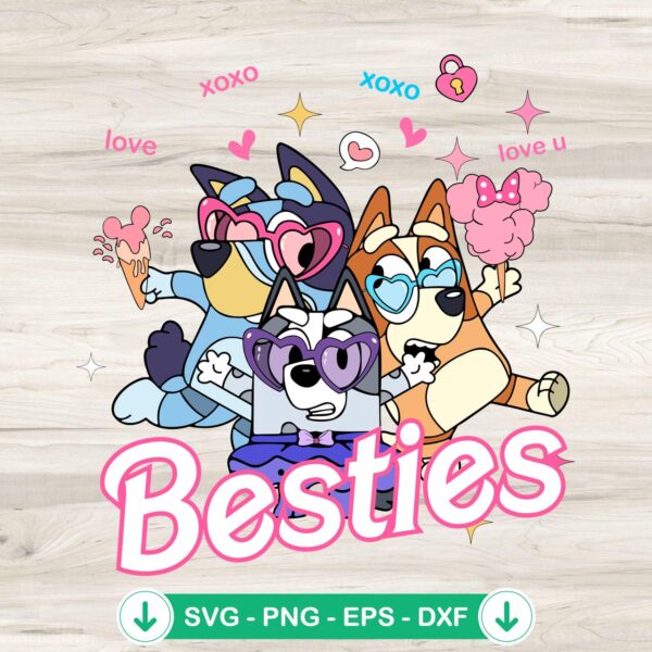 Besties Bluey Friends SVG file for Cricut cutting machine