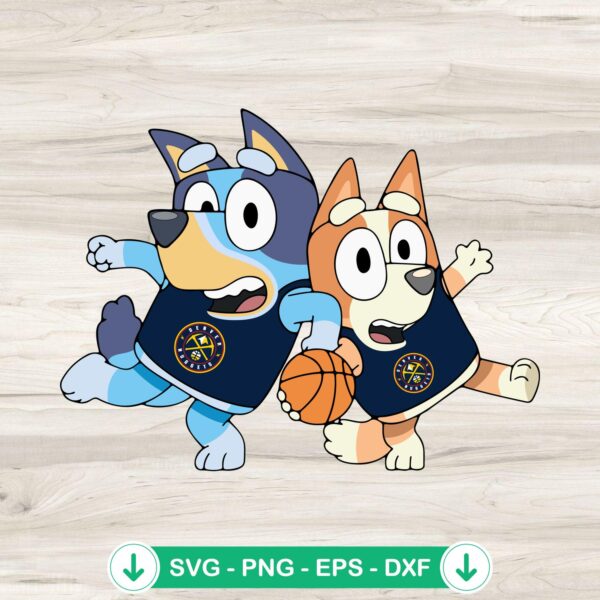 Bluey And Bingo Denver Nuggets basketball SVG file for cutting