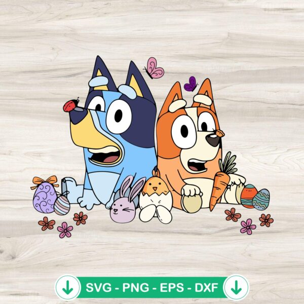 Bluey and Bingo Easter Eggs SVG file for Cricut cutting