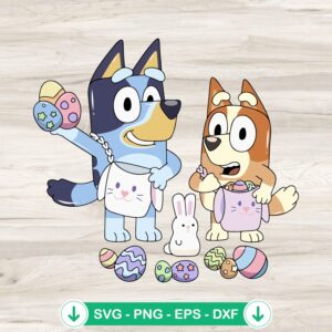 Bluey And Bingo Easter Eggs SVG file for cutting machines