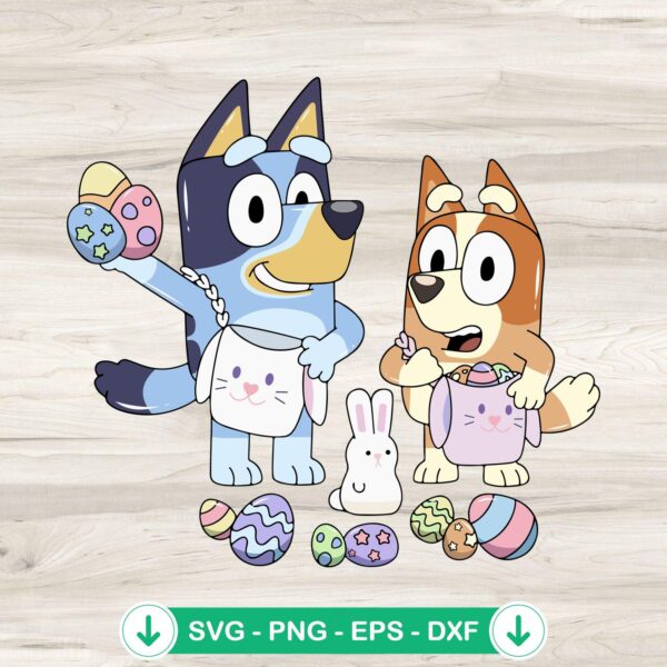 Bluey And Bingo Easter Eggs SVG file for cutting machines
