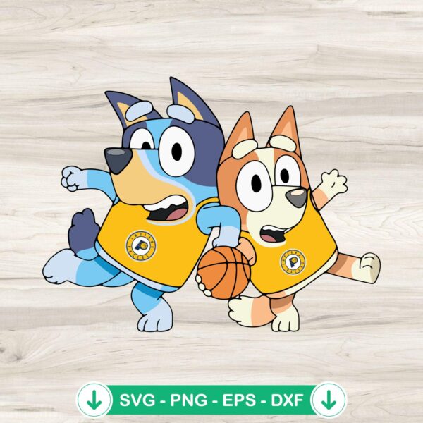 Bluey And Bingo Indiana Pacers svg file for cutting machines