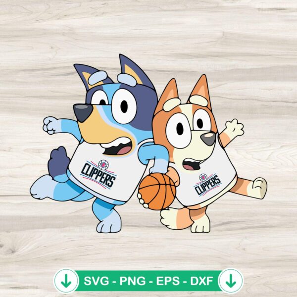 Bluey And Bingo LA Clippers Basketball svg file for Cricut