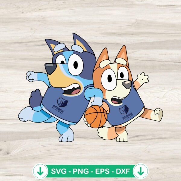 Bluey And Bingo Memphis Grizzlies basketball svg file for cricut