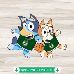Bluey And Bingo SVG file for Milwaukee Bucks basketball design