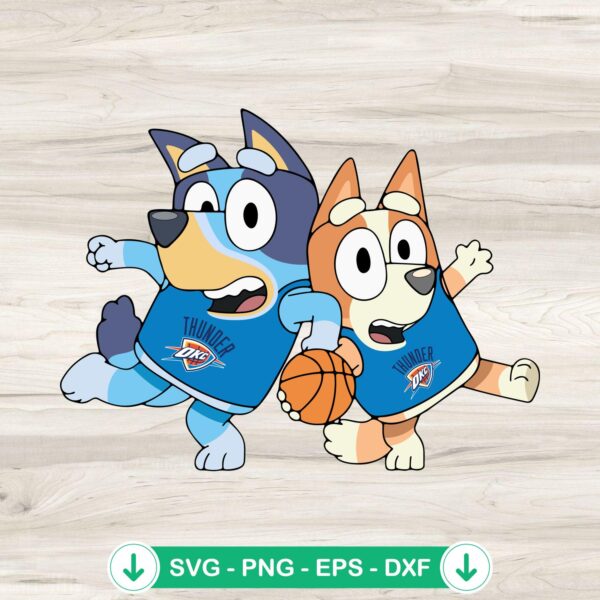 Bluey And Bingo Oklahoma City Thunder SVG file for Cricut