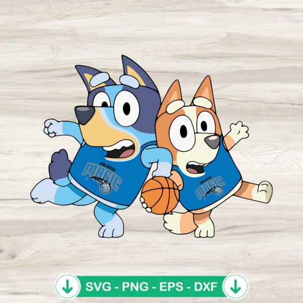Bluey and Bingo Orlando Magic Basketball SVG file for cutting machine