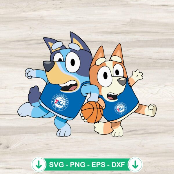 Bluey And Bingo 76ers basketball svg file for cutting machines