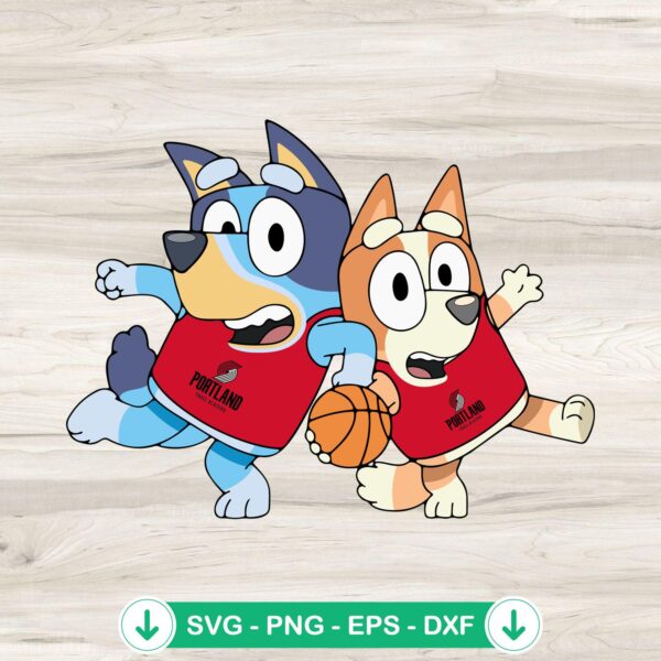 Bluey And Bingo Portland Trail Blazers svg file for cricut cut file