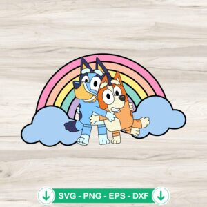 Bluey And Bingo Rainbow SVG file for cricut cutting machine