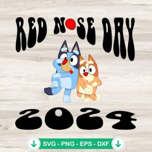 Bluey and Bingo Red Nose Day 2024 svg file for cutting machines