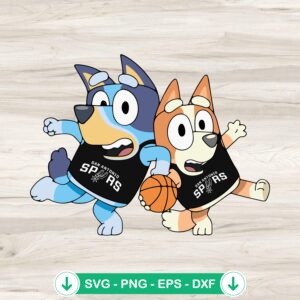 Bluey and Bingo SVG file for San Antonio Spurs basketball