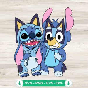 Bluey And Stitch SVG file for cricut, cutting file, funny cartoon