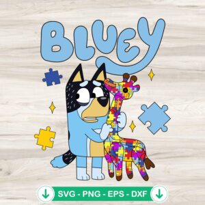 Bluey Bandit Autism svg file for cutting machines