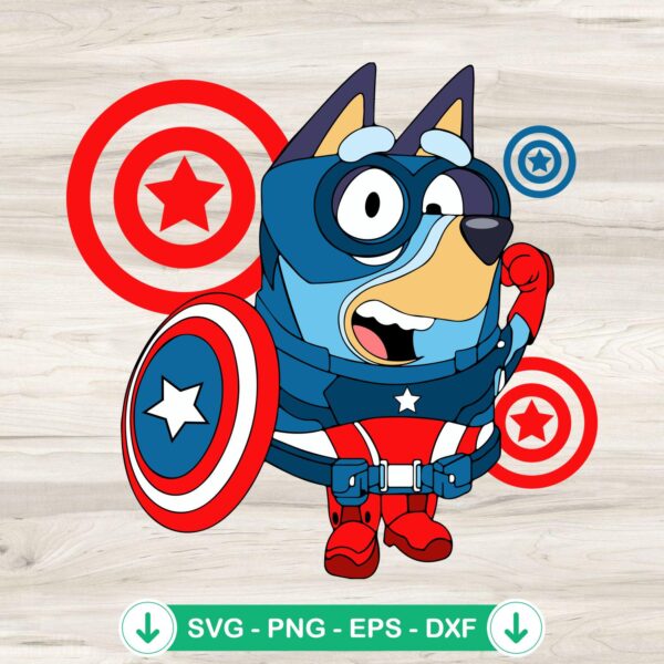 Bluey Captain America SVG file for cricut cutting machine