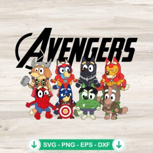 Bluey Avengers SVG file for cutting machines and DIY crafts