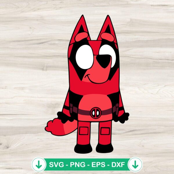 Bluey Cosplay Deadpool SVG file for Cricut cutting