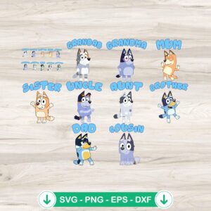 Bluey Family Bundle SVG file, Cricut SVG cut file for Bluey characters