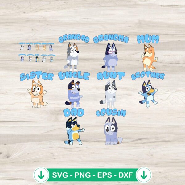 Bluey Family Bundle SVG file, Cricut SVG cut file for Bluey characters