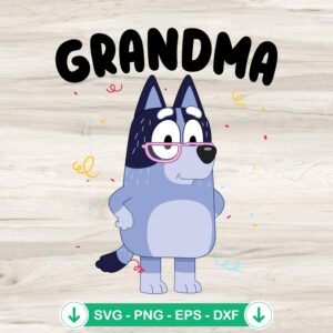 Bluey Grandma SVG file for Cricut cutting machine compatibility