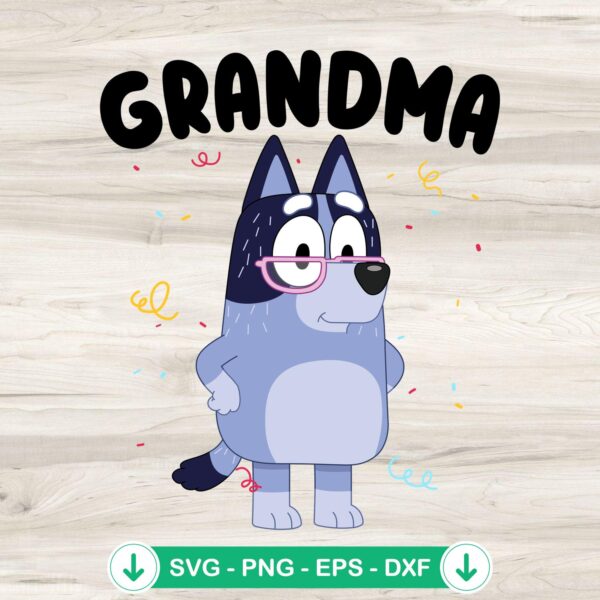 Bluey Grandma SVG file for Cricut cutting machine compatibility