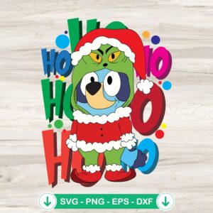 Bluey Grinch SVG file for Cricut and DIY Christmas crafts