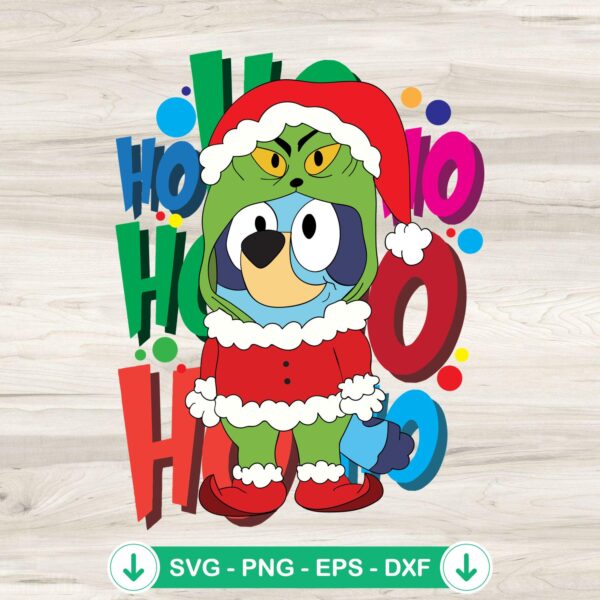 Bluey Grinch SVG file for Cricut and DIY Christmas crafts
