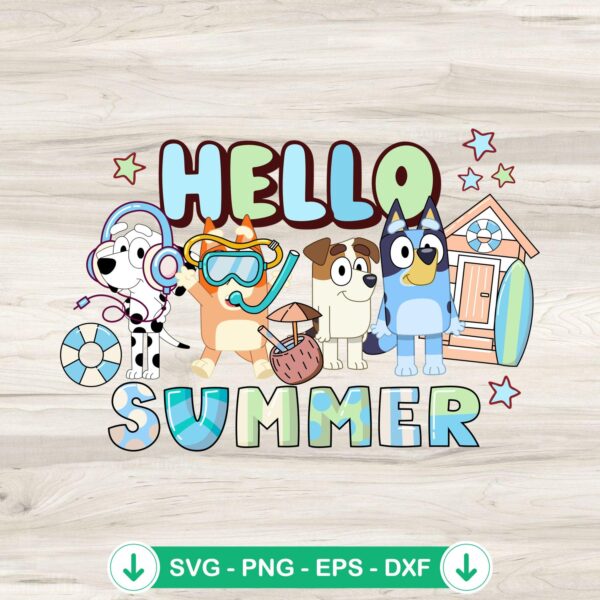 Bluey Hello Summer SVG file, cricut svg cutting file