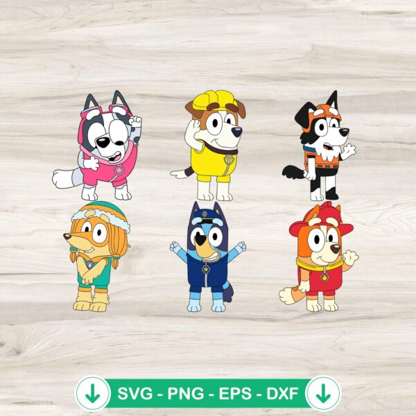 Bluey PAW Patrol SVG file collection for Cricut and cutting machines