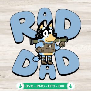 Bluey Rad Dad SVG file for cutting machines, Cricut svg
