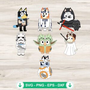 Bluey Star Wars Characters SVG file for Cricut cutting machine