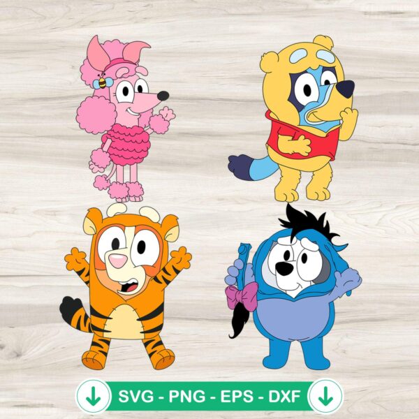 Bluey Winnie the Pooh SVG bundle, cricut svg cut file