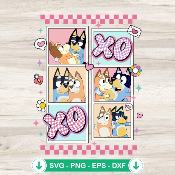 Bluey XOXO Valentine SVG file for Cricut cutting machine