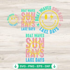 Boat Waves Sun Rays SVG file for Cricut cutting machine