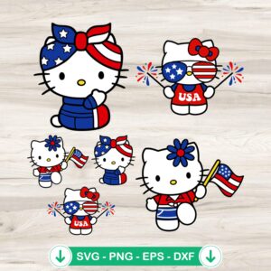 Hello Kitty 4th of July SVG file for Cricut cutting machine
