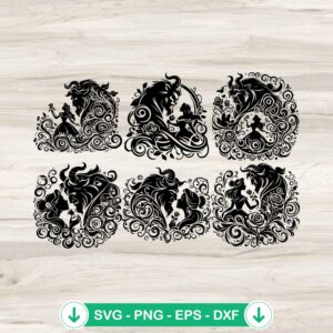 Beauty and The Beast Mandala SVG file for Cricut cutting machine